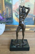 Bronzefigur Jungfrau Bronze Skulptur Frau Statue Akt Venus Erotik Deko Kunst