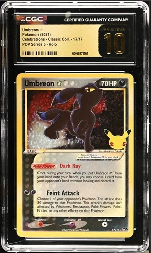 CGC 10 PRISTINE Umbreon Gold Star 17/17 Celebrations 25th Holo Rare 2021 Pokémon