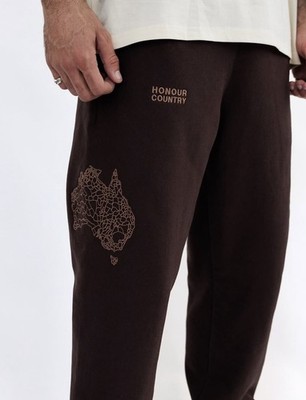 Clothing The Gaps Honour Country Unisex Fleece Track Pants Brown AIATSIS Map XS