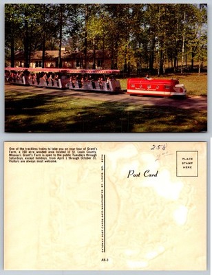 Grant's Farm St. Louis MO Budweiser Special Trackless Train Vintage Postcard