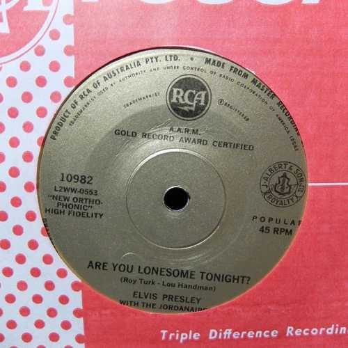 Elvis Presley - Are You Lonesome Tonight? (RCA 10982) 196? Aust. Gold Labels 45