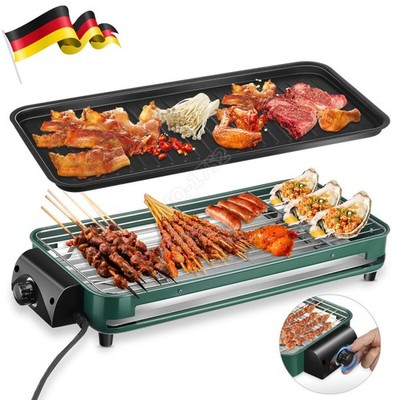 2in1 1500W Tischgrill elektrisch Stufenlos Elektrogrill Tisch Grill Indoor BBQ