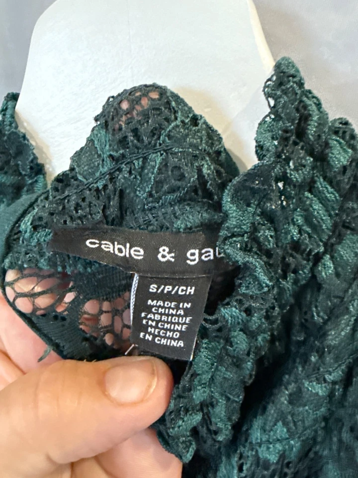 Blusa Para Mujer Cable & Gauge Verde Encaje S Floral Femenina Romántica Top Foto 2 de 4