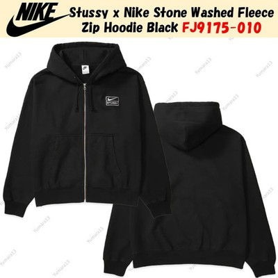 Stussy x Nike Stone Washed Fleece Zip Hoodie Black FJ9175-010 | eBay