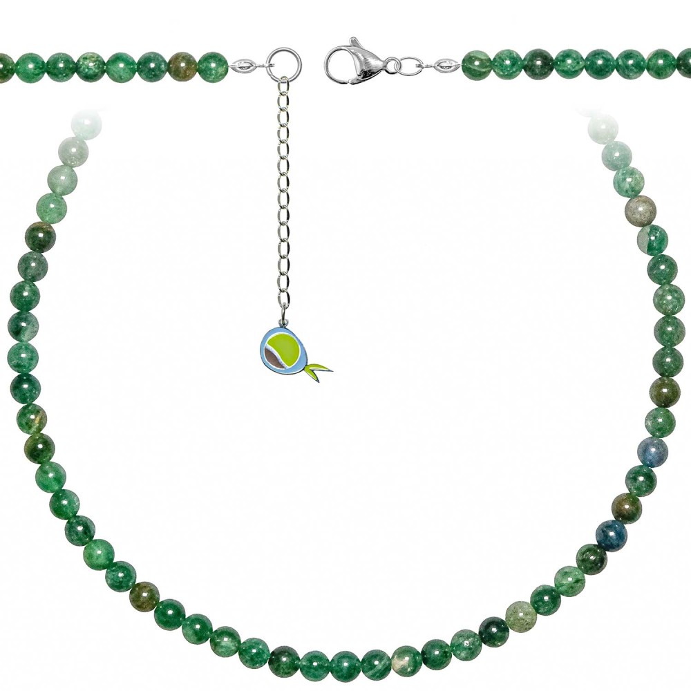Collier en fuchsite verte de 43 cm avec perles rondes de 6 mm