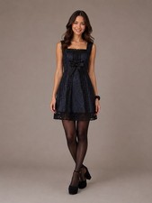 Anna Sui x Target Dress Women's 4 (5) Goth Lace Bow Blue Black Mini B22
