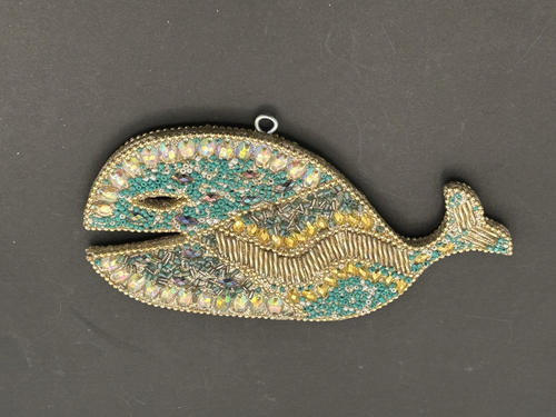 Vida marina náutica en forma de ballena con hermosas cuentas lentejuelas adorno de Navidad - Imagen 2 de 4