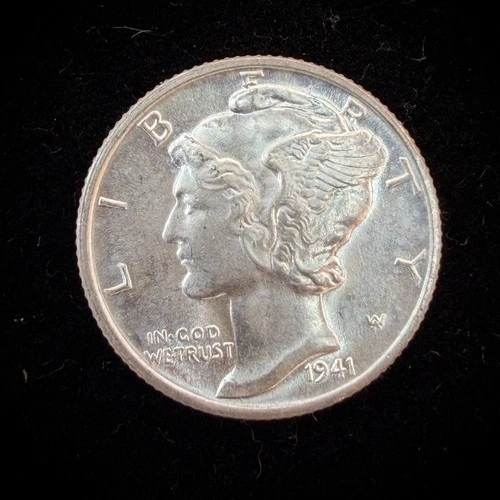 1941-D Mercury Dime BU Strong Strike Possible FB Full Bands, See Photos BIN-1D-1