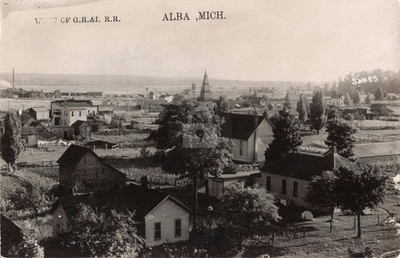 Bird's-Eye View West of G.R. & I. R.R. Alba MI Michigan 1909 RPPC ...