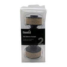 Dunelm Finials For Curtain Pole - Black With Rope Detail - Pair 25/28mm Screw In