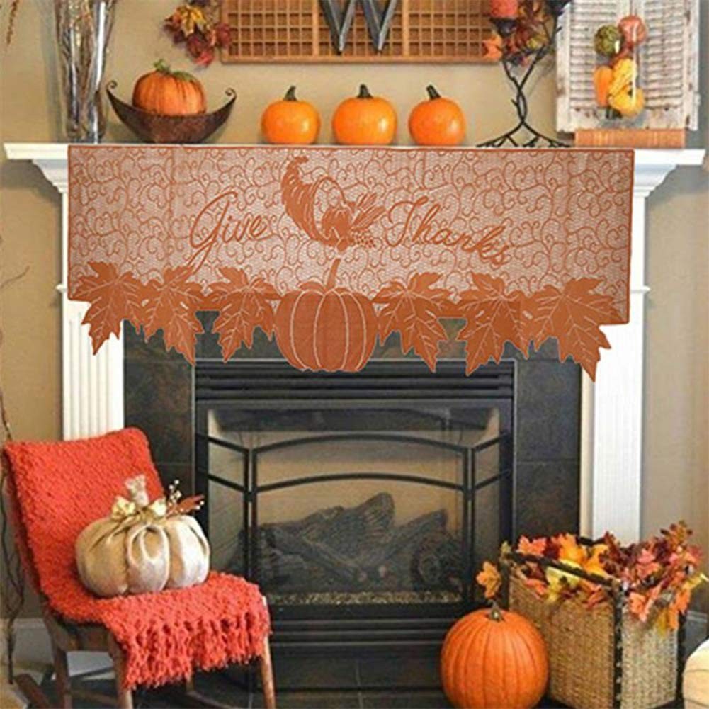 Thanks giving Mantle Scarf for Fireplace Decorations - Lace Mantel Cover Runner
