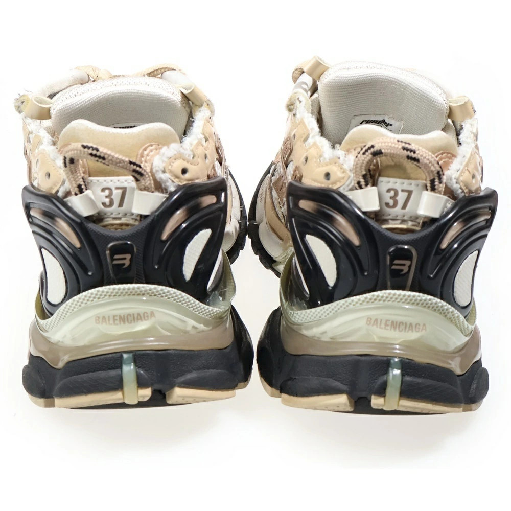 BALENCIAGA Size 37 Runner Sneakers Damaged Mesh Leather Low Cut Shoes Sneakers B thumbnail 3
