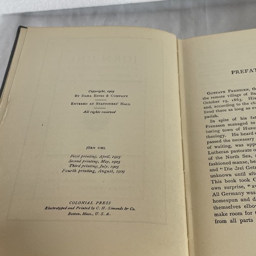 Jorn Uhl by Gustav Frenssen, 1905 Stated Second Printing - Imagen 5 de 5
