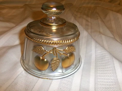 VINTAGE NORTHWOOD PEACHES FROSTED & GOLD CARNIVAL GLASS BUTTER DISH COVER ONLY.