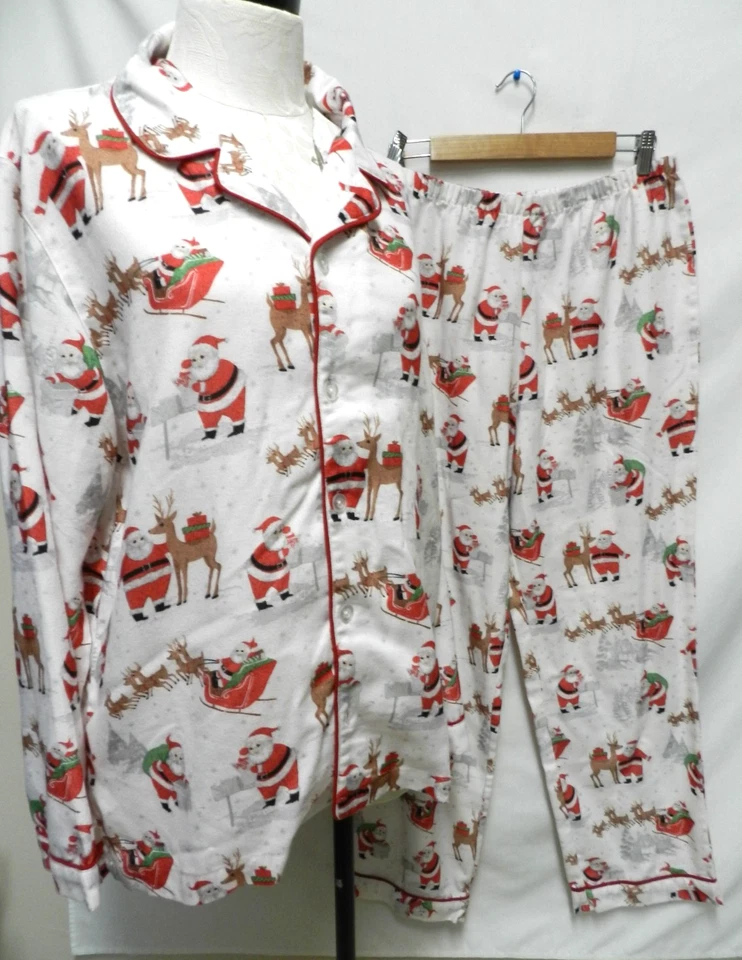 Pottery Barn Christmas Heritage flannel pajama pant top Set Size Sz Medium Md M - Image 3 of 4