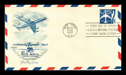 US COVER JET AIR MAIL 7C EMBOSSED ENVELOPE FIRST DAY ISSUE ARTMASTER CACHET