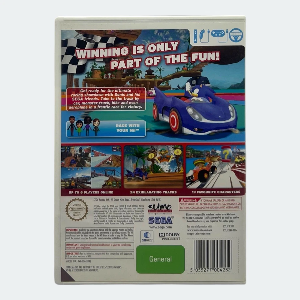 Sonic & Sega All-Stars Racing Nintendo Wii & Wii U - Complete w Manual - Tested - Image 2 of 4