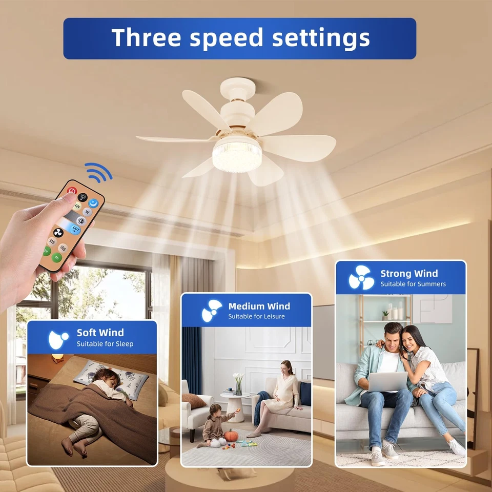 Socket Fan Light - Ceiling Fans with Lights and Remote/Socket Extender,Adjust... - Image 4 of 4