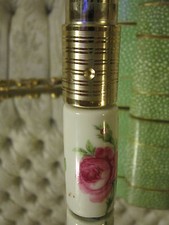 Antique French Limoges Paris Art Milk Glass Hand P Roses Step perfume Bottle