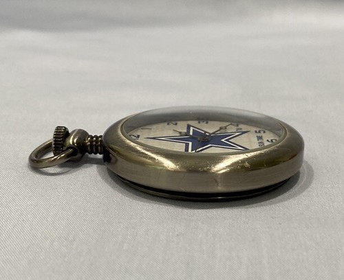 Dallas Cowboys Sun Time NFL POCKET WATCH ~ 1-3/4"  Quartz Japan Movement - Picture 5 of 8