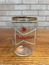 Vintage Budweiser Beer Anheuser Busch 3" Gold Rim Tester Glass Barware Bar