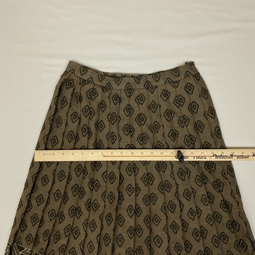 Vintage Long Skirt Womens Retro Brown Orange Red Pleats Side Button Zip Exotic - Picture 12 of 12
