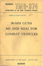 REPRINT 90mm GUNS FOR COMBAT TANKS M37 "JACKSON" TM 9-374 260p