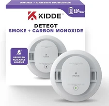 Kidde Smoke & Carbon Monoxide Detector, AA Battery Powered, Voice Alerts, LED