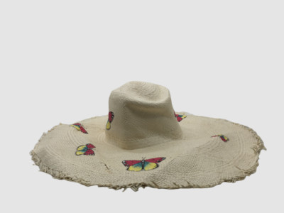$425 Satya Twena Womens Beige Straw Handpainted Butterfly  display picture 1