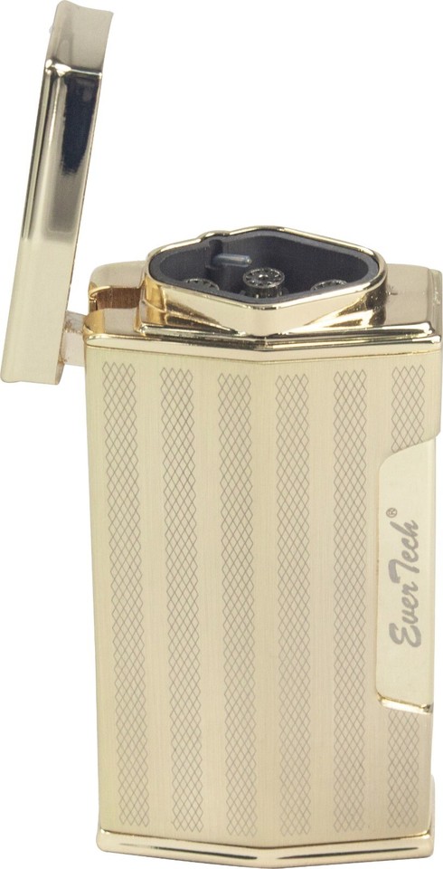 Evertech Lighter Ever Tech Quad Flame Cigar Torch Lighter with Cigar Punch Cutter Silver ...