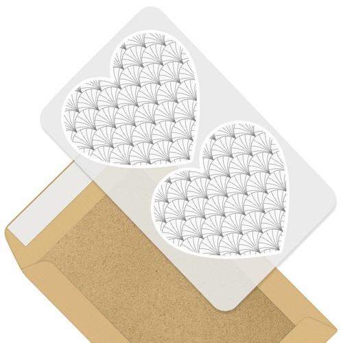 2 x Heart Stickers 7.5 cm - BW - Vintage Art Deco Pattern White #35516 - 第 1/9 張圖片