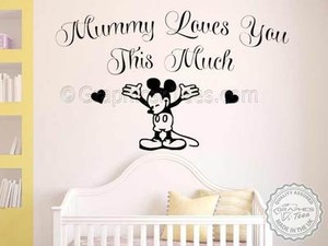 Nursery Wall Sticker Citation Mickey Mouse Autocollant Bebe Garcon Fille Chambre Mur Art Ebay