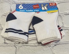 Hanes Toddler Boys Size 6 -12 Months Crew Socks Toddler Gripper Foot Bottom 6 Pk