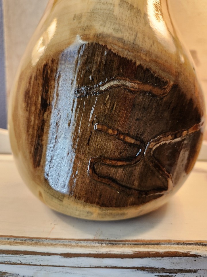 Original Art Hand Lathed Wood Vase Signed By Don Nobel High Gloss Glass