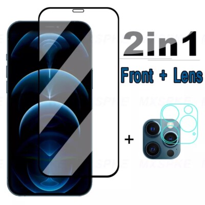 2in1 Schutz iPhone 12 Mini - Kameraschutz+Panzerfolie - Tempered Glass 9H Apple