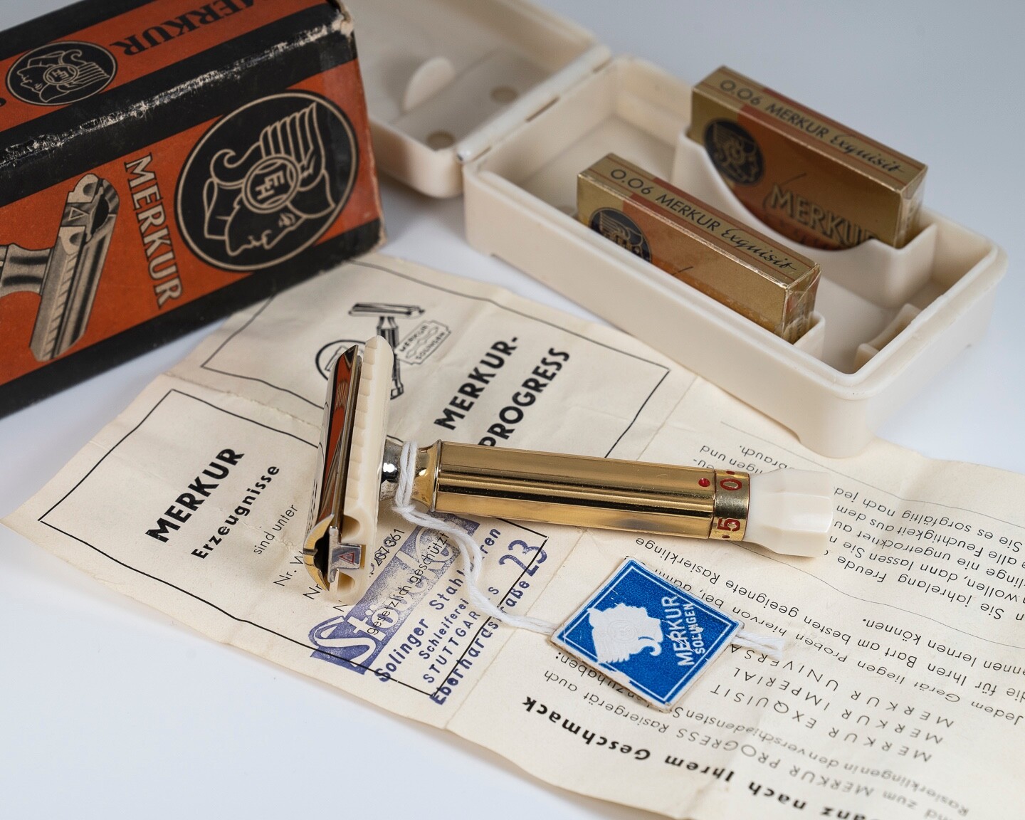 Top Rare Merkur Progress N. 520 Safety Razor Adjustable Resier Planer 50's NOS