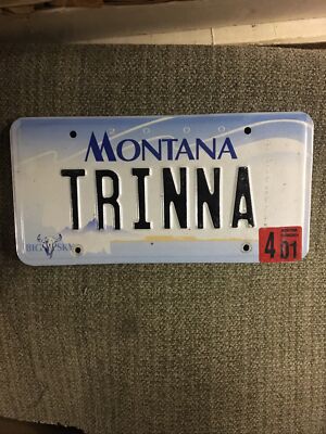 MONTANA VINTAGE  2001 BIG SKY  License Plate TRINNA Mancave Woman Cave