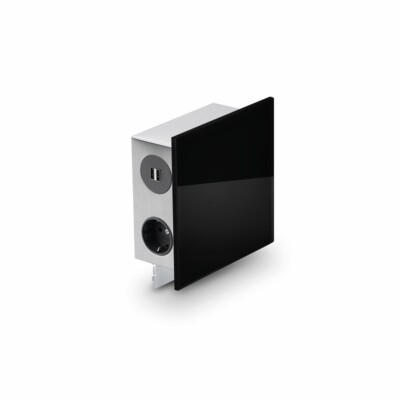 WIPO Power Quad G Steckdosenelement 3 x Schuko 2 x USB-A Glas schwarz