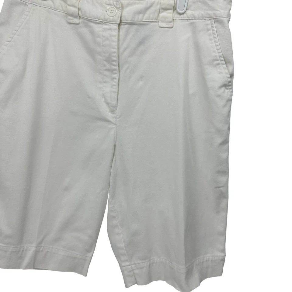 Karen Scott Sport Womens White Bermuda Shorts Size 14 Cotton Spandex - Image 3 of 4