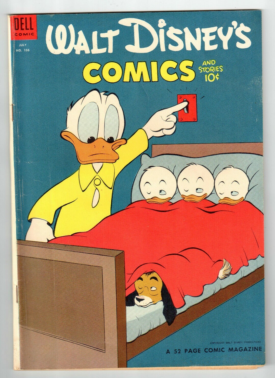 Dell WALT DISNEY'S COMICS AND STORIES #166.- Barks Art - VG+ 1954 vintage comic