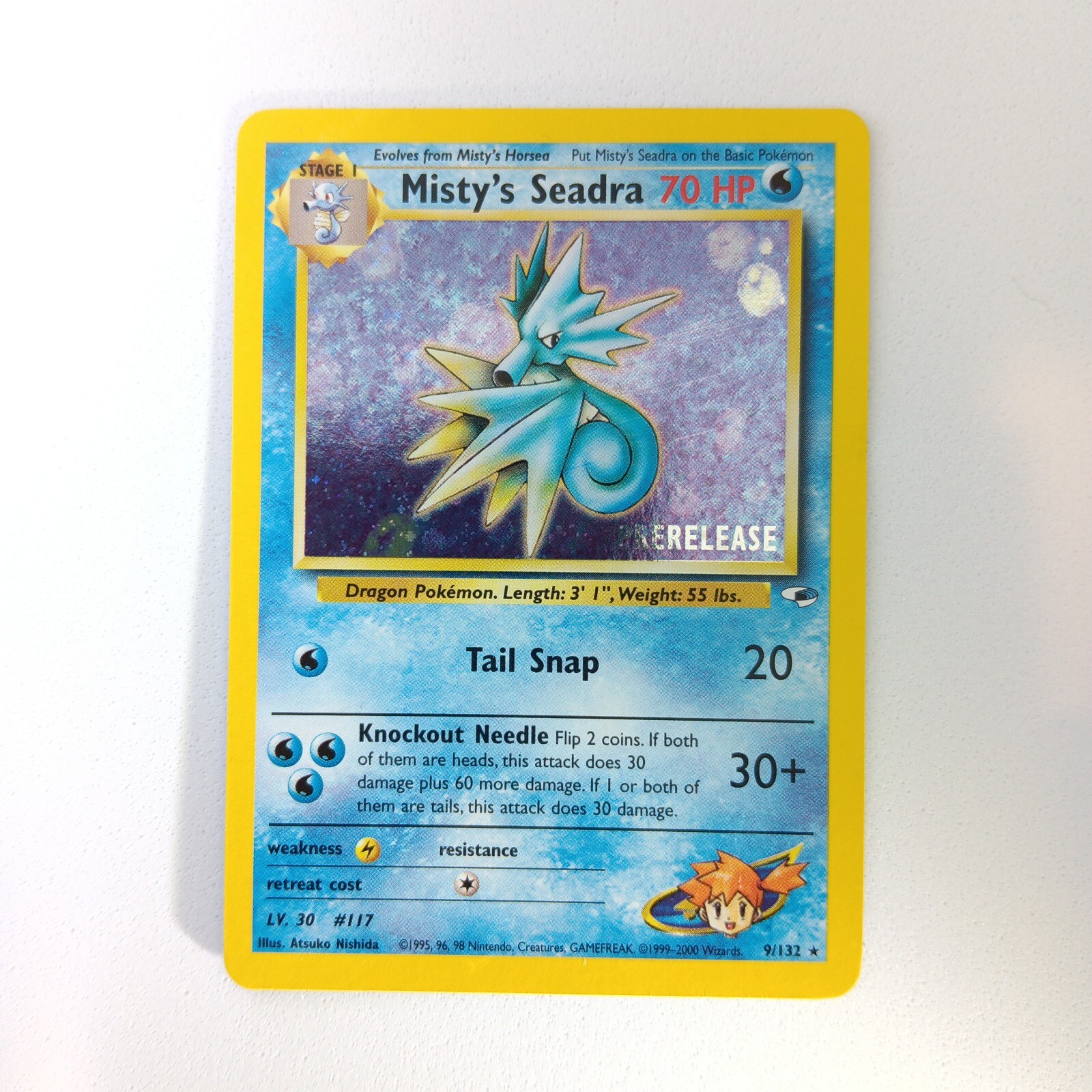 Misty's Seadra 9/132 Prerelease Rare Holo NM Pokemon Card Gym Heroes 2000 BF9