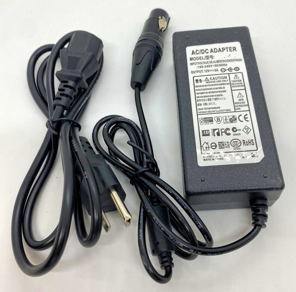 12V 6A  Power Supply Adapter for Pro Video Cameras with 4 pin XLR plug