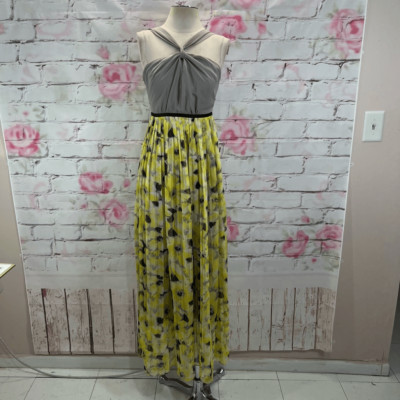 ゆみ1 Ryu yellow floral accordion pleated halter maxi dress | eBay