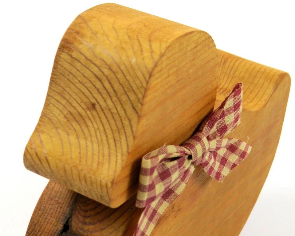 Pato de madera hecho a mano/hecho en casa con arco a cuadros rojo mini soporte para candelabro Foto 4 de 4