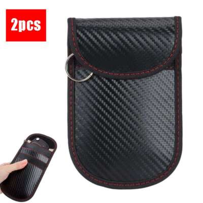 Faraday Bags 2Pcs for Key Fob Cage Protector Car RFID Signal Blocking Black Bag