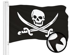 Pirate Jolly Roger Swords Flag 3x5 ft, Embroidered Heavy Duty Polyester G128
