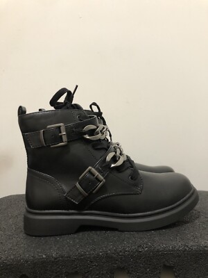 Marks Spencer Faux Leather Chain Buckle Lace Up Ankle Boots