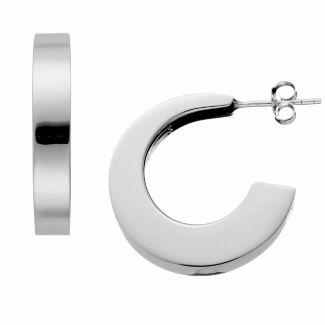 Silverly .925 Sterling Silver 25 mm Chunky Square Tube Hoop Stud