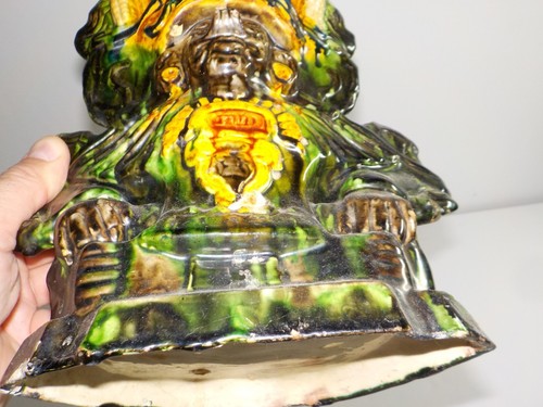 Jarrón de cerámica vintage azteca inca DIOS DEL MAÍZ MAÍZ esmalte por goteo jardinera arte - Imagen 10 de 10