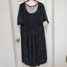 LuLaRoe Nicole Women's Fit & Flare Dress Green Blue Circle Design Size 3XL NWT